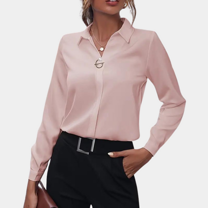 Variant image for ElegancePro™ – Dames Blouse in Wit met Minimalistische Stijl en Comfort-7