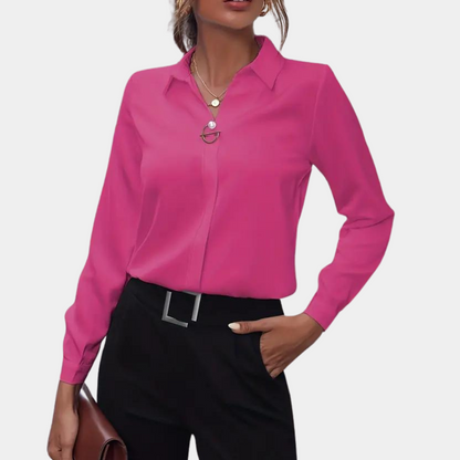 Variant image for ElegancePro™ – Dames Blouse in Wit met Minimalistische Stijl en Comfort-13