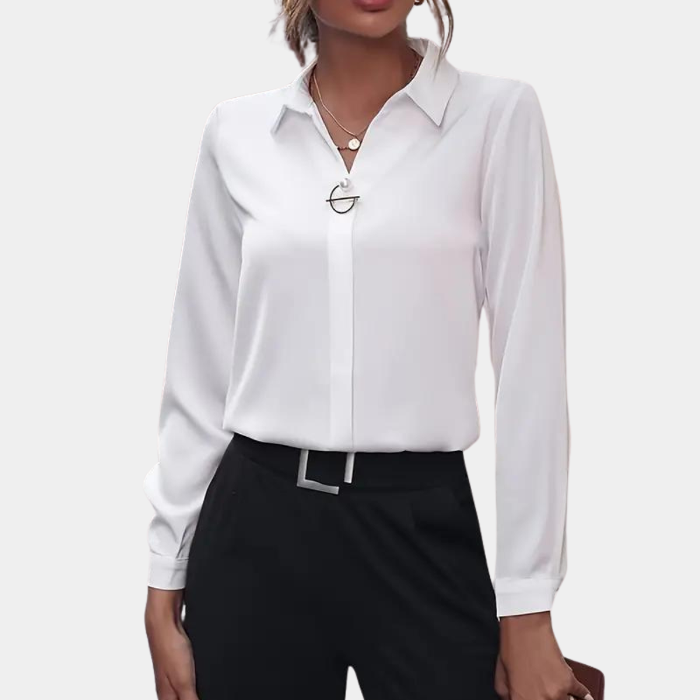 Variant image for ElegancePro™ – Dames Blouse in Wit met Minimalistische Stijl en Comfort-25