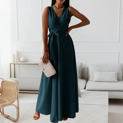 Debbie™ – Dames Maxi-Jurk V-hals Tijdloze Elegantie en Comfort-5