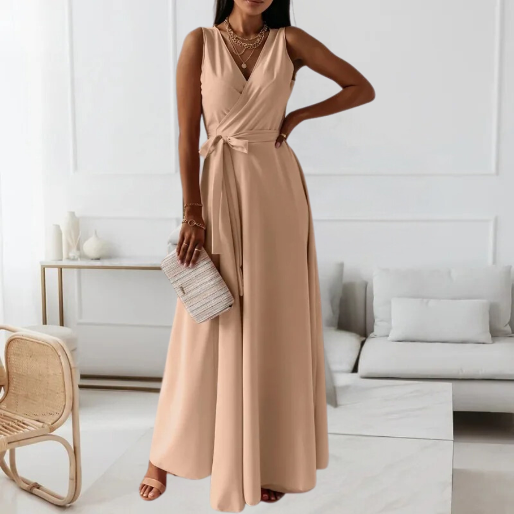 Debbie™ – Dames Maxi-Jurk V-hals Tijdloze Elegantie en Comfort-6