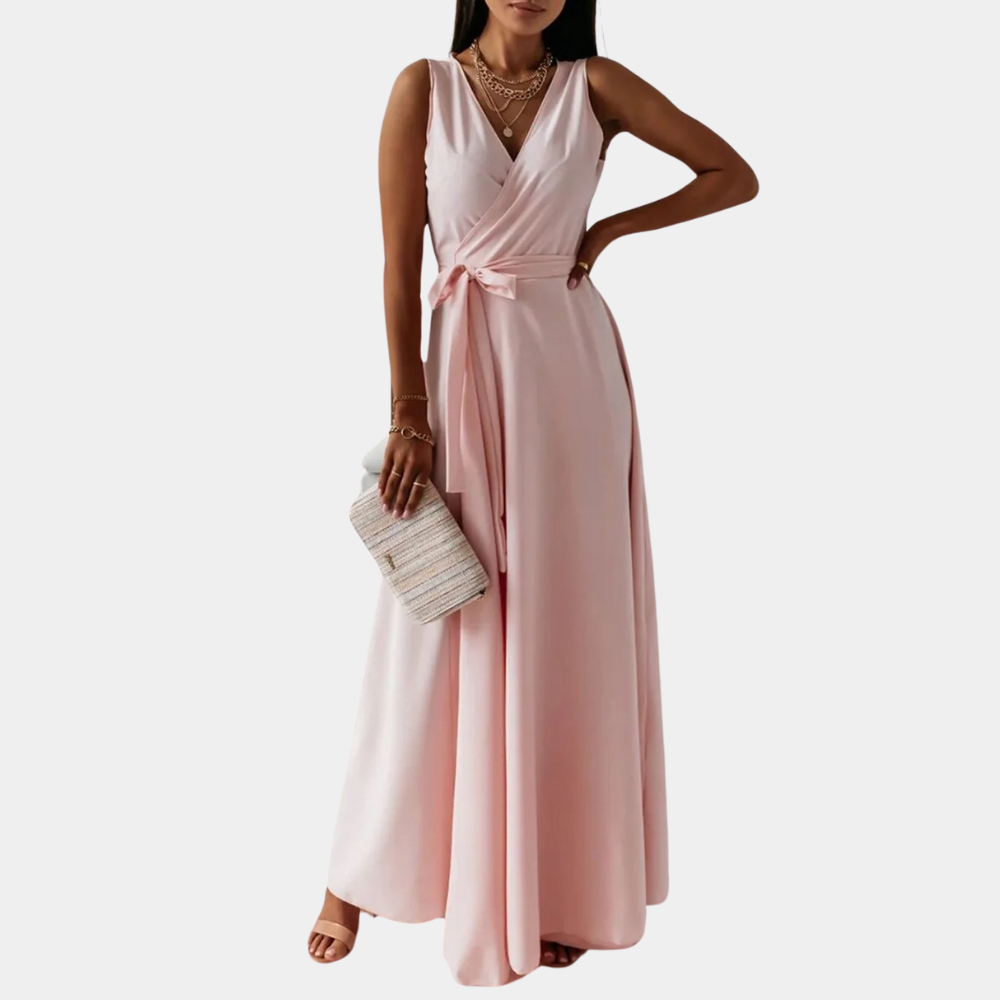 Debbie™ – Dames Maxi-Jurk V-hals Tijdloze Elegantie en Comfort-2