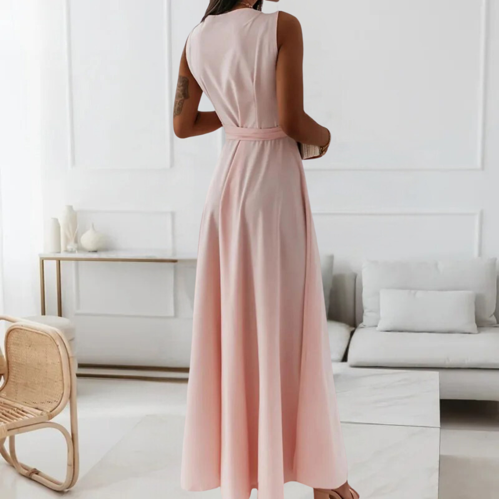 Debbie™ – Dames Maxi-Jurk V-hals Tijdloze Elegantie en Comfort-3