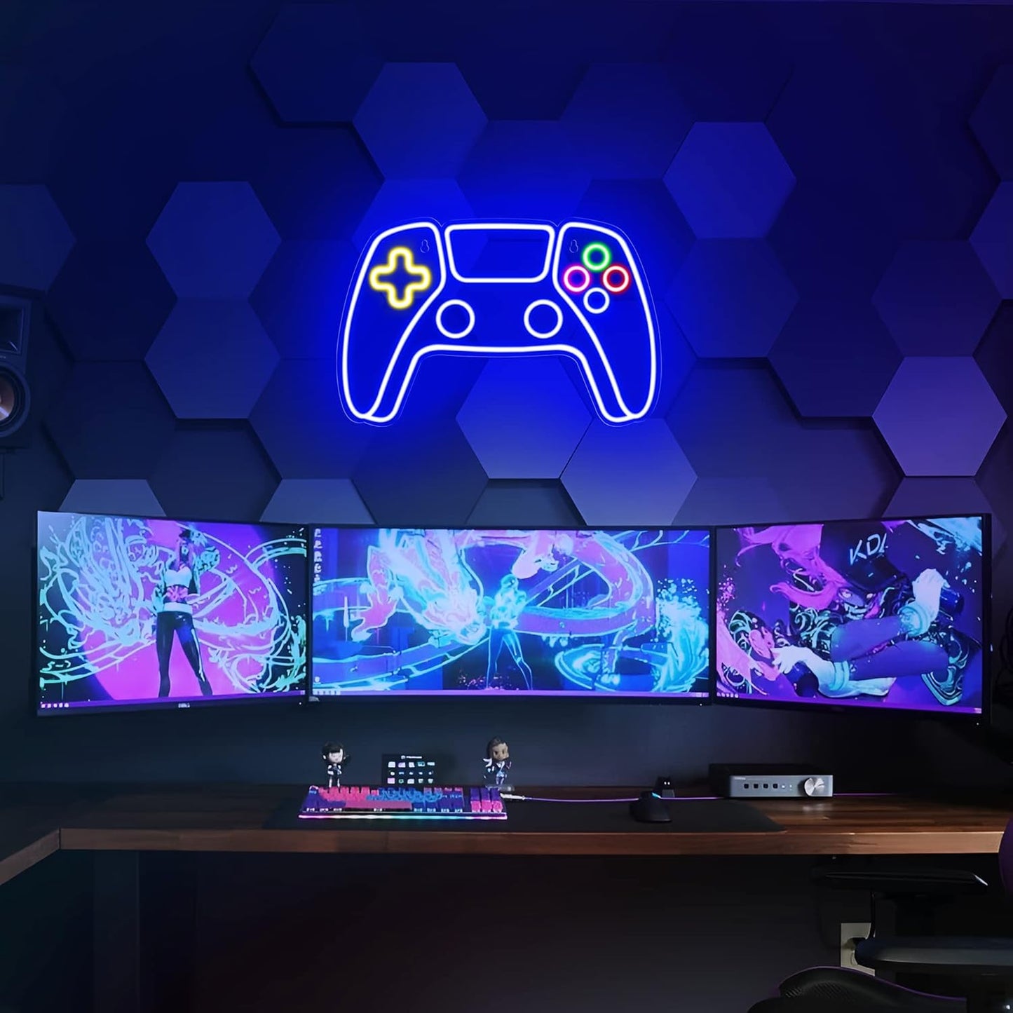Gamer LED Neon Bord - Kleurrijk Canvas Decor voor Jongenskamer