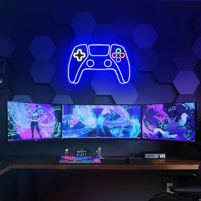 Gamer LED Neon Bord - Kleurrijk Canvas Decor voor Jongenskamer