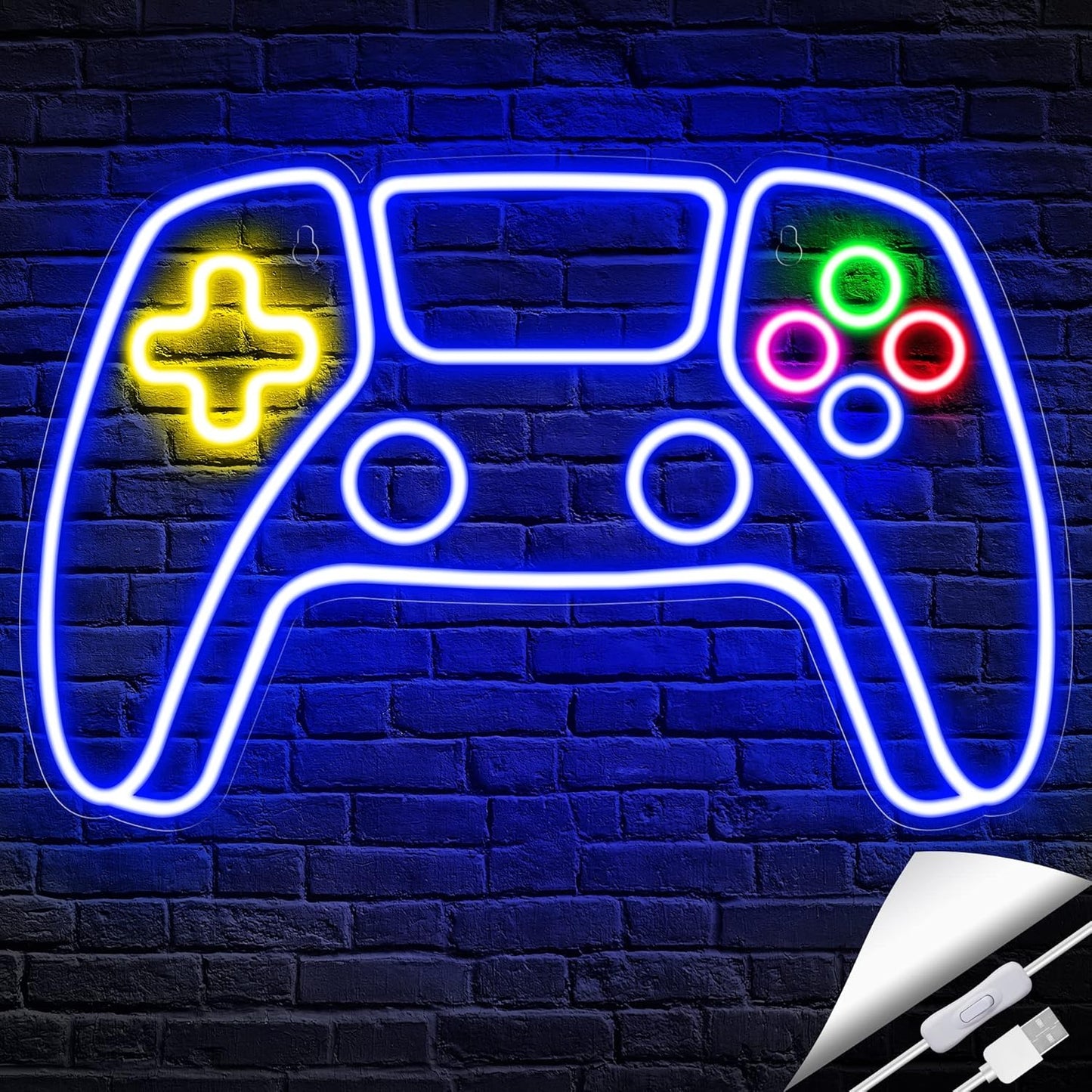 Gamer LED Neon Bord - Kleurrijk Canvas Decor voor Jongenskamer