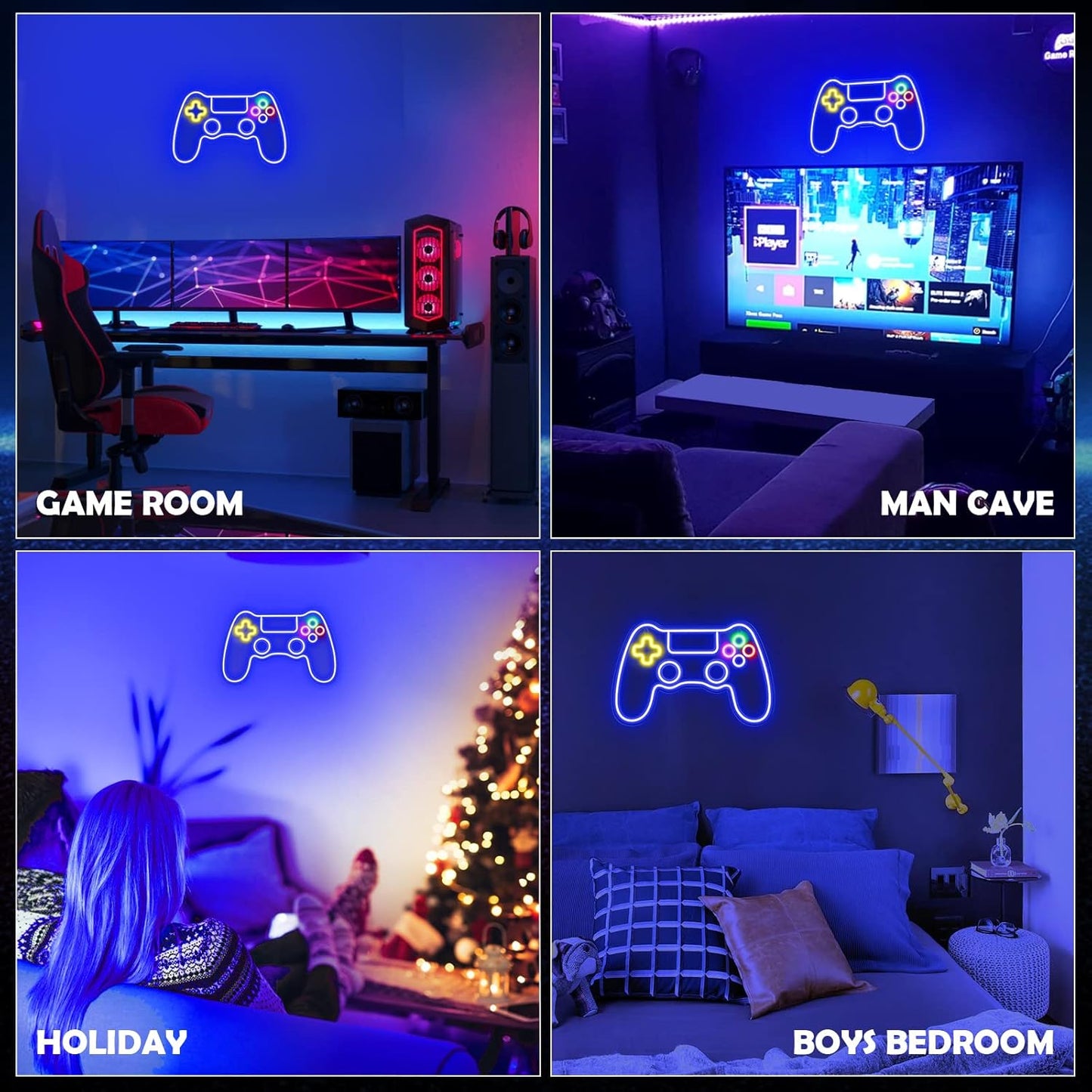 Gamer LED Neon Bord - Kleurrijk Canvas Decor voor Jongenskamer