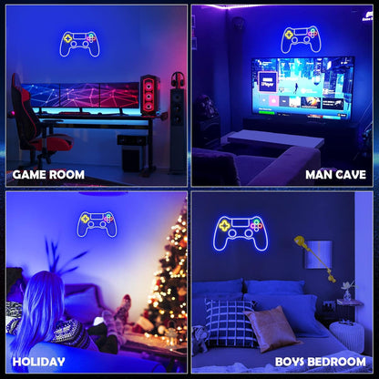 Gamer LED Neon Bord - Kleurrijk Canvas Decor voor Jongenskamer