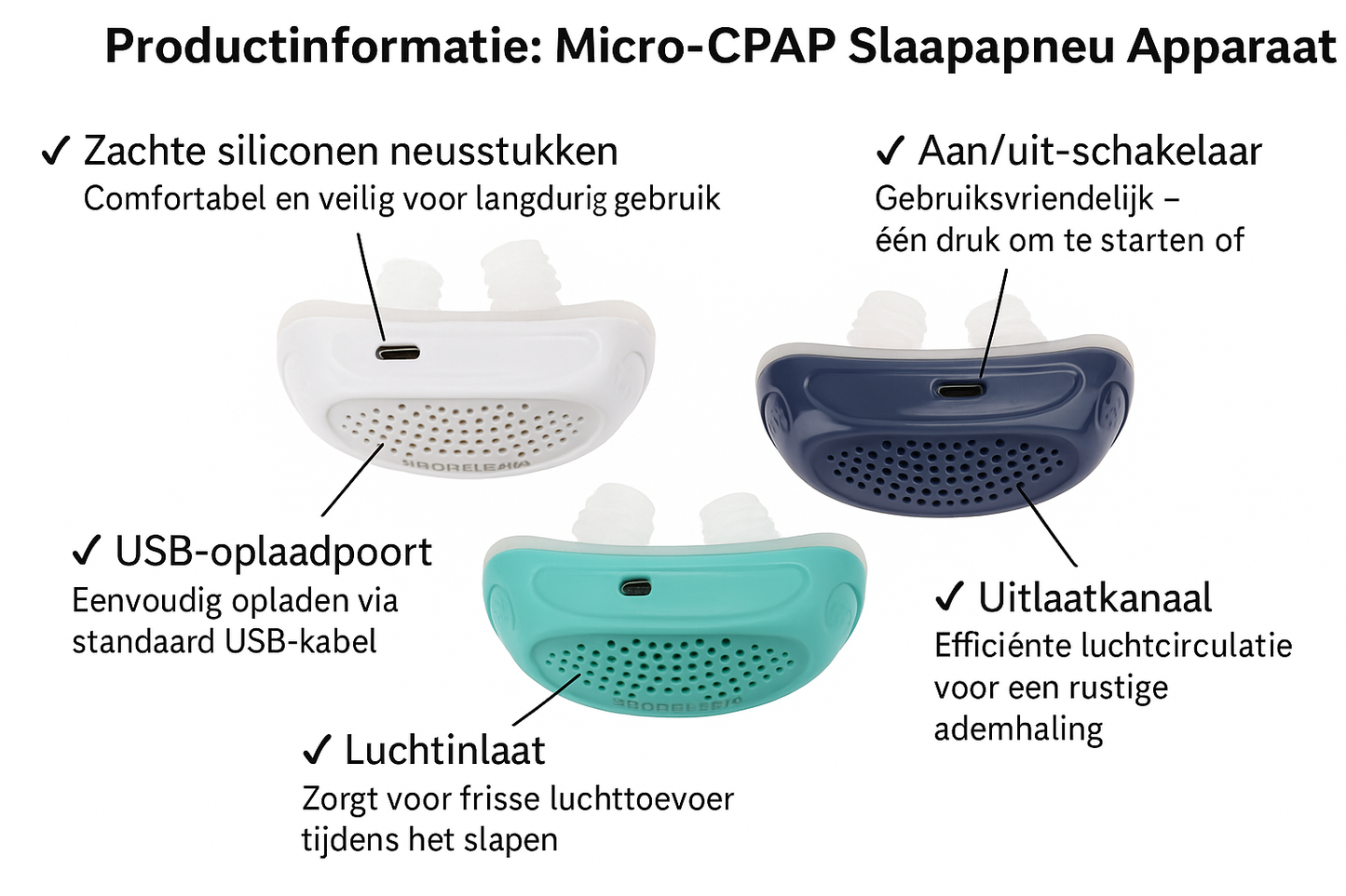 Reis CPAP Apparaat Compact en Stil Zonder Masker
