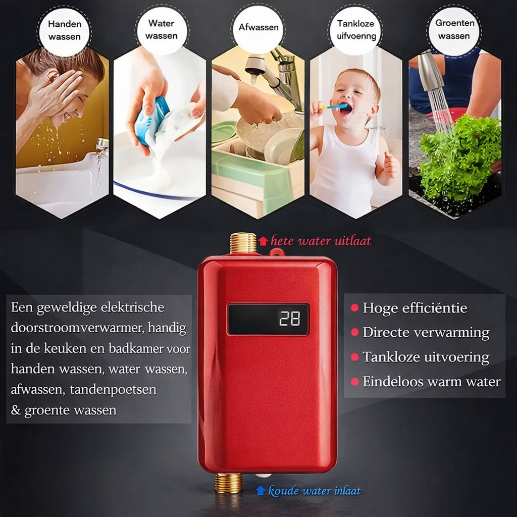 Elektrische Boiler Tankloos Slim Heet Water Verwarmer met Beveiliging