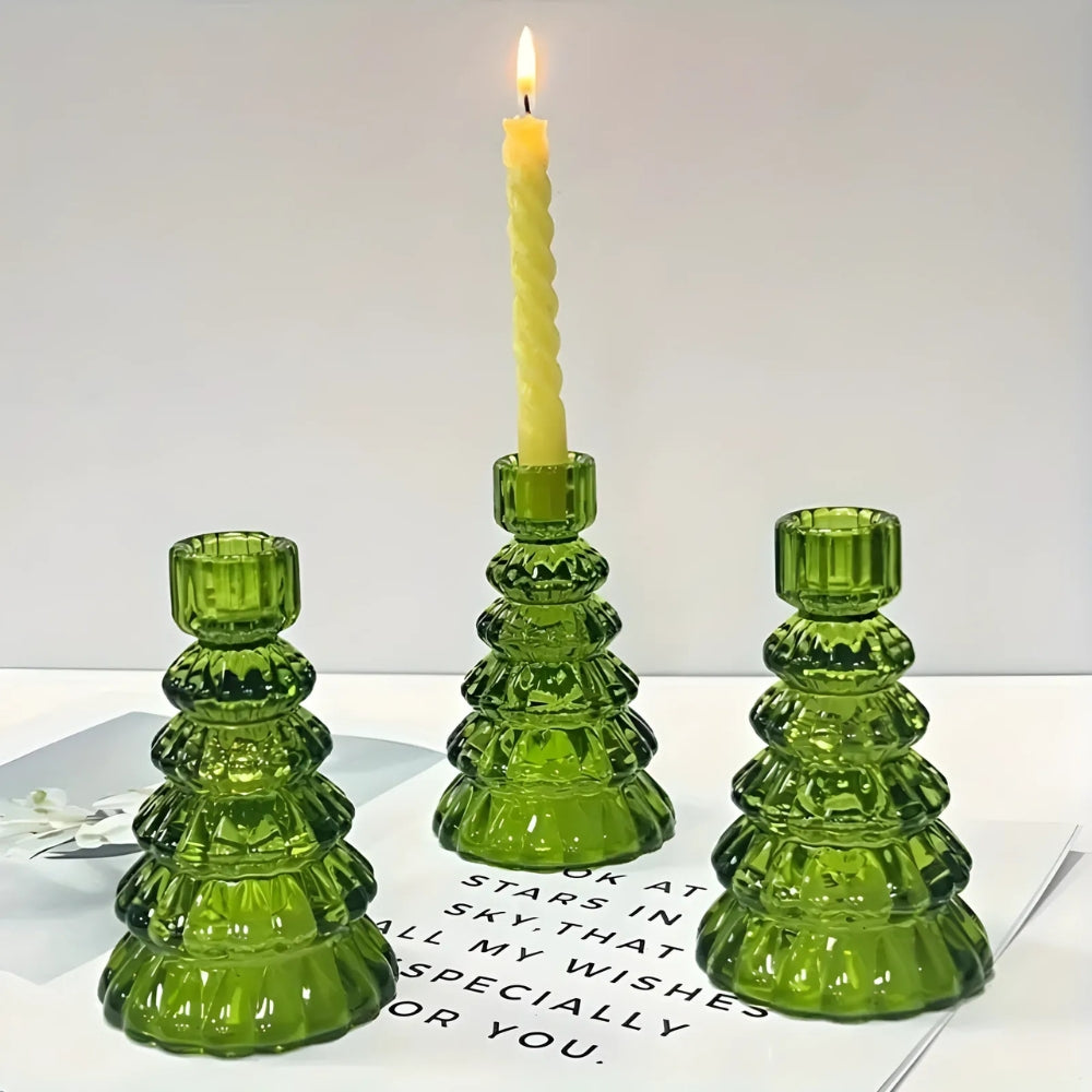 Glas Kaarsenhouder Set Boomvormig 3-delig voor Tafeldecoratie