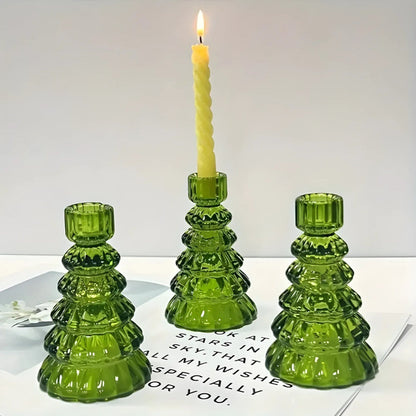 Glas Kaarsenhouder Set Boomvormig 3-delig voor Tafeldecoratie