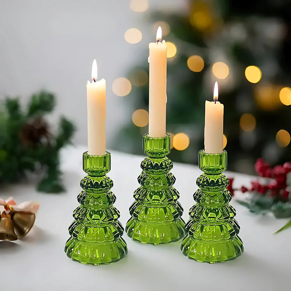 Glas Kaarsenhouder Set Boomvormig 3-delig voor Tafeldecoratie - Velinix
