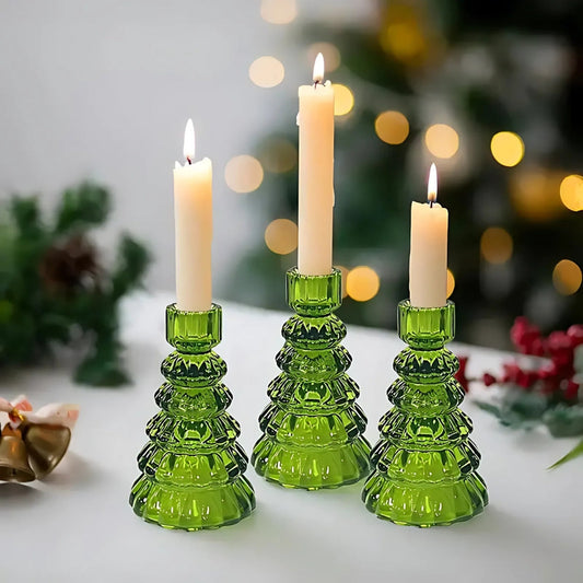 Glas Kaarsenhouder Set Boomvormig 3-delig voor Tafeldecoratie - Velinix