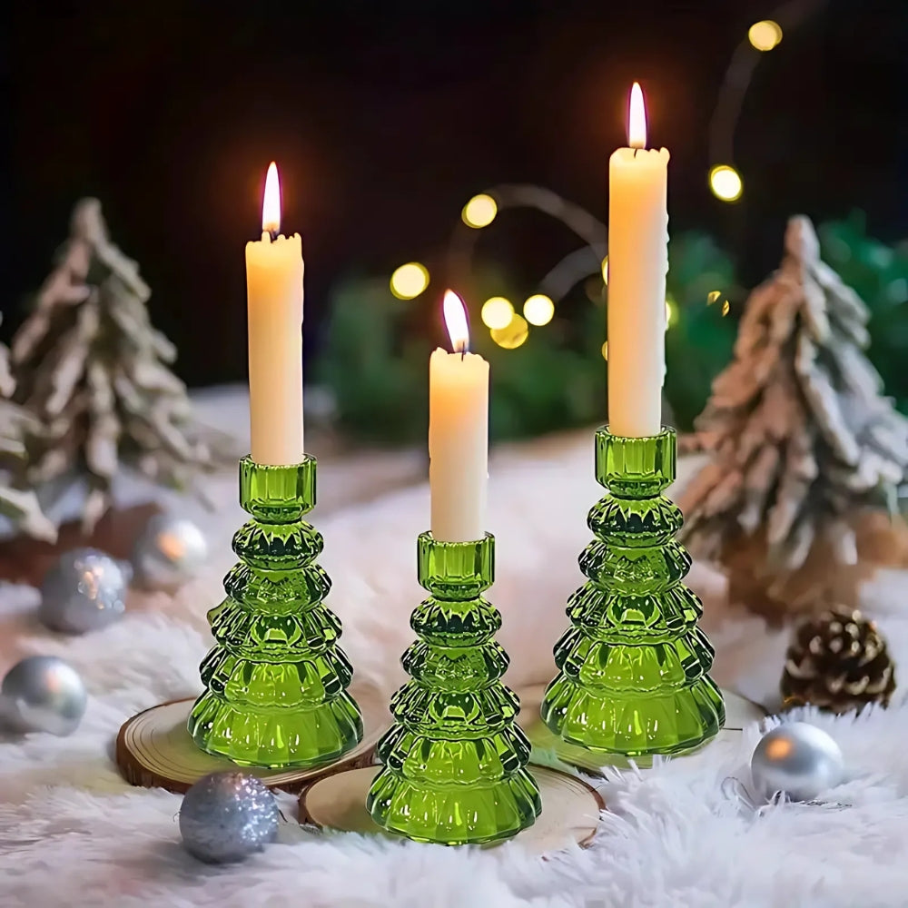 Glas Kaarsenhouder Set Boomvormig 3-delig voor Tafeldecoratie