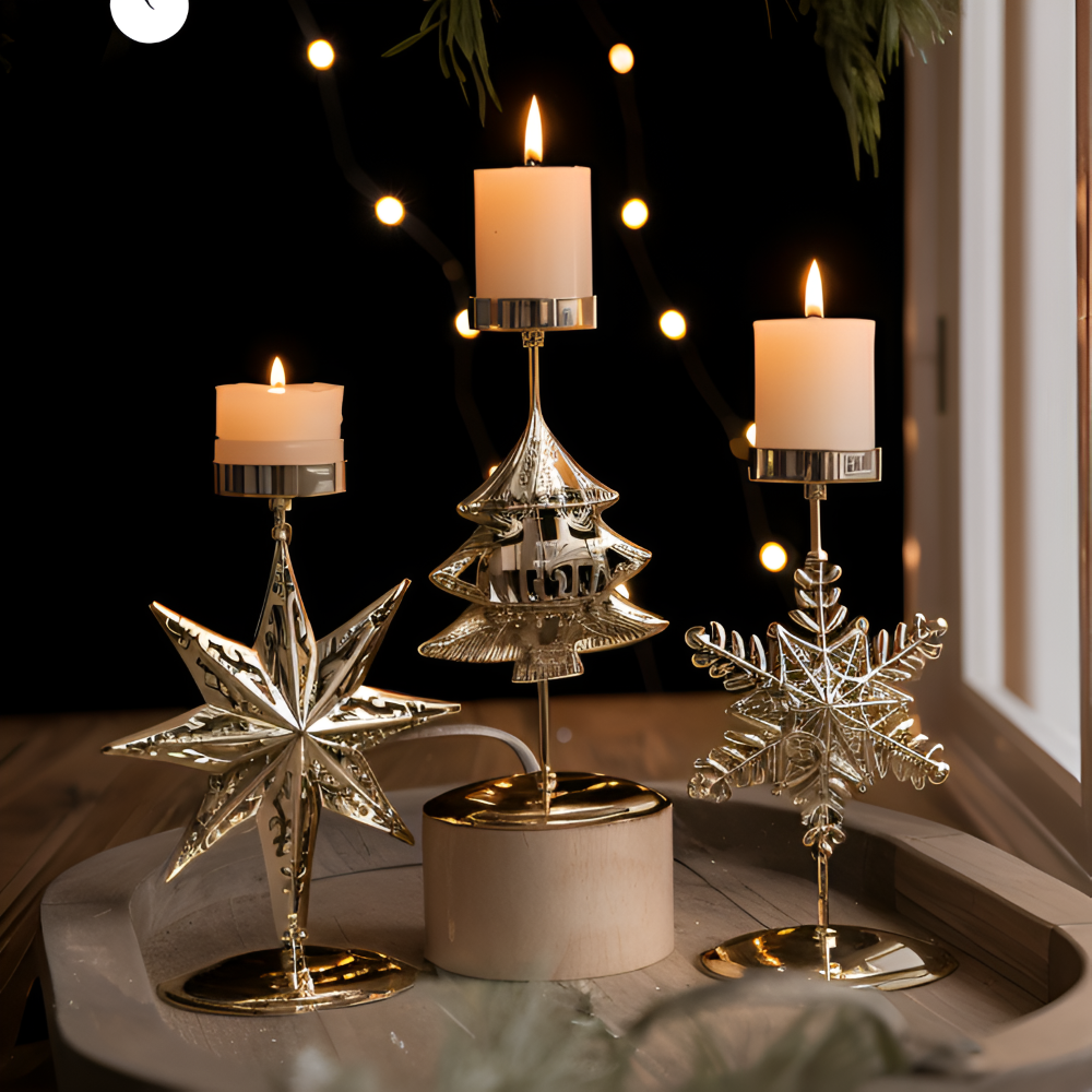 Kerstkaarsenhouder Goud Kleur Sfeervolle Tafeldecoratie - Velinix