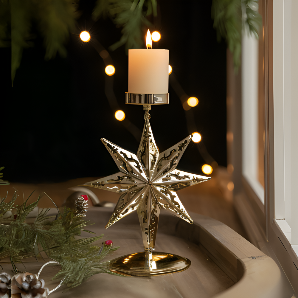 Kerstkaarsenhouder Goud Kleur Sfeervolle Tafeldecoratie