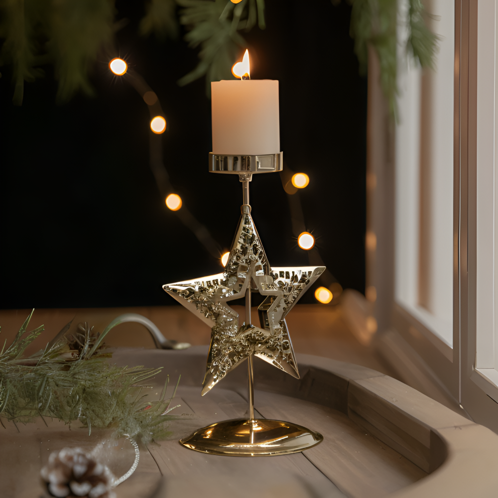 Kerstkaarsenhouder Goud Kleur Sfeervolle Tafeldecoratie