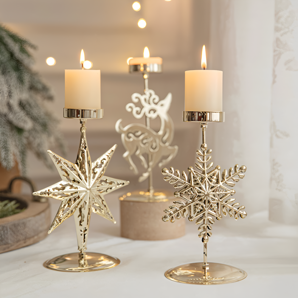 Kerstkaarsenhouder Goud Kleur Sfeervolle Tafeldecoratie
