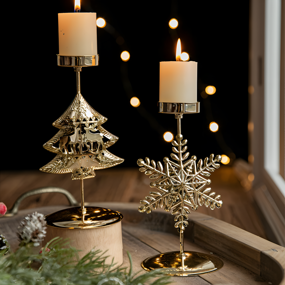 Kerstkaarsenhouder Goud Kleur Sfeervolle Tafeldecoratie