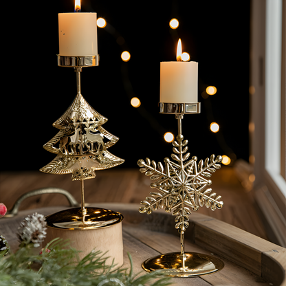 Kerstkaarsenhouder Goud Kleur Sfeervolle Tafeldecoratie