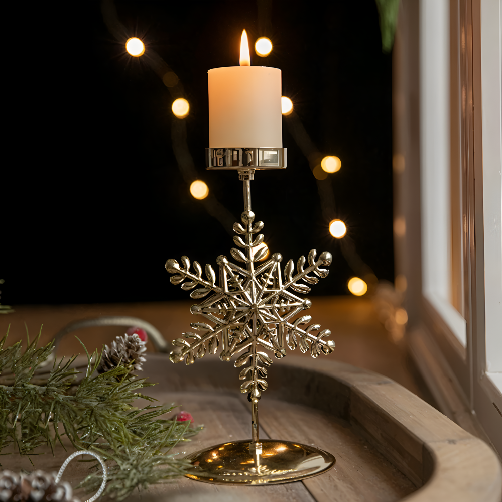 Kerstkaarsenhouder Goud Kleur Sfeervolle Tafeldecoratie