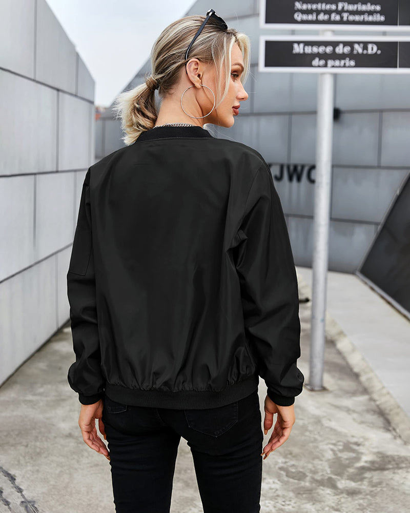 StijlFlex™ – Dames Bomberjack Zwart Lichtgewicht & Ademend Ontwerp-5