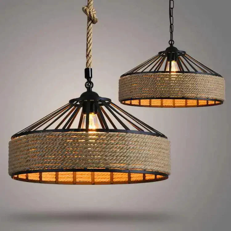 Industriële Hanglamp Hennep Touw Klassiek Design - Velinix