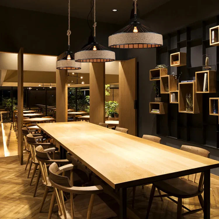 Industriële Hanglamp Hennep Touw Klassiek Design
