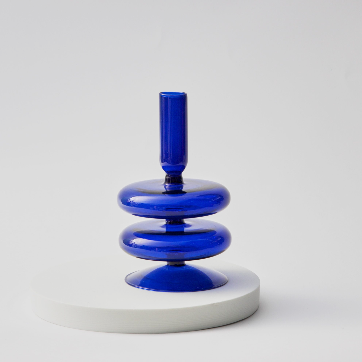Kobaltblauwe Glazen Kandelaar Handgeblazen Uniek Design