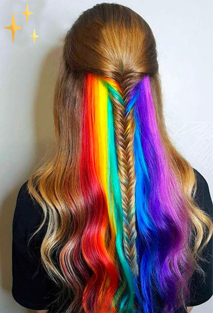 Kleurrijke Haarverlenging Clip-in 26 Delig Regenboog Kleuren