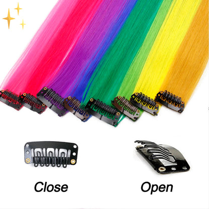 Kleurrijke Haarverlenging Clip-in 26 Delig Regenboog Kleuren