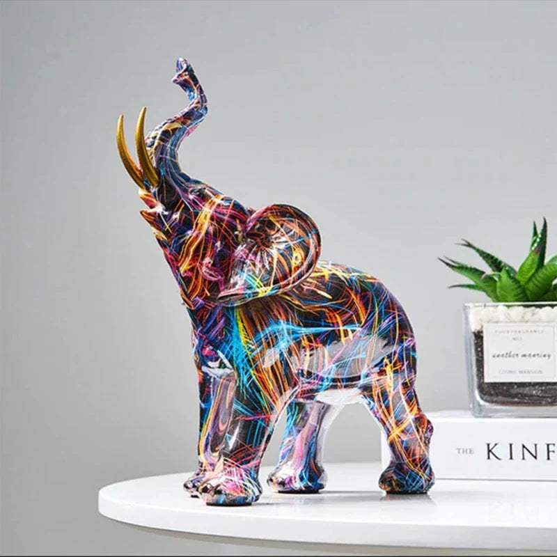 Kleurrijke Olifant Sculptuur Uniek Design voor Woonkamer - Velinix