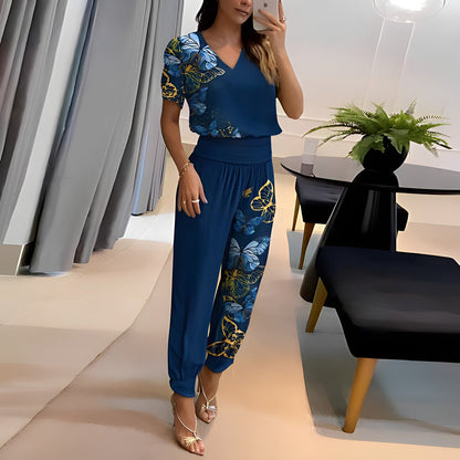 Vrouwelijke Blouse en Broek Set Trendy Zomeroutfit