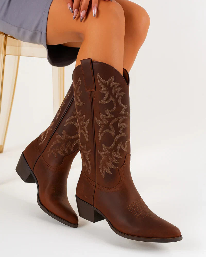 Dames Cowboystiefels Klassiek Western Design Comfortabel - Velinix
