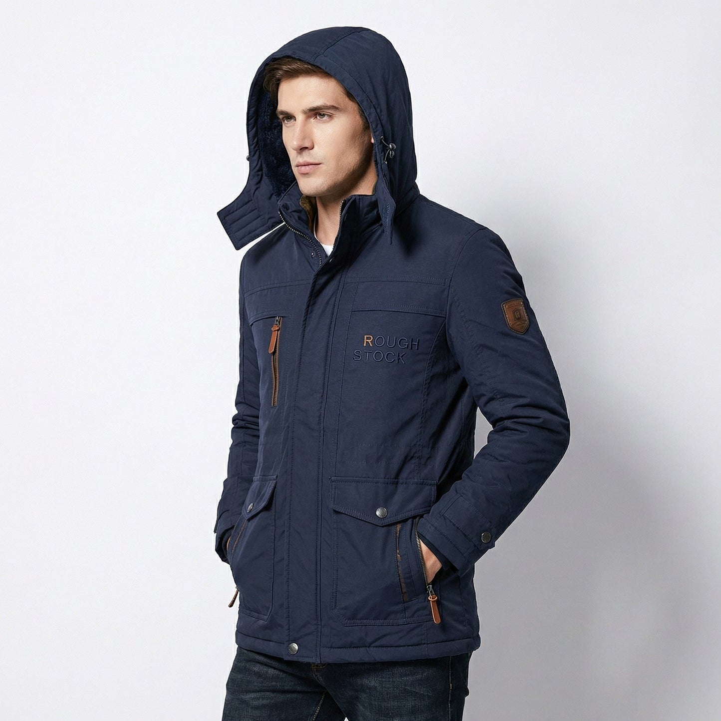 Heren Winterjas Parka Winddicht en Gewatteerd met Afneembare Capuchon