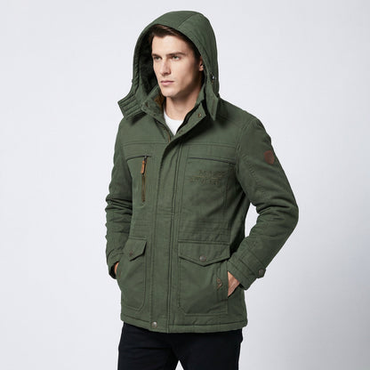 Heren Winterjas Parka Winddicht en Gewatteerd met Afneembare Capuchon