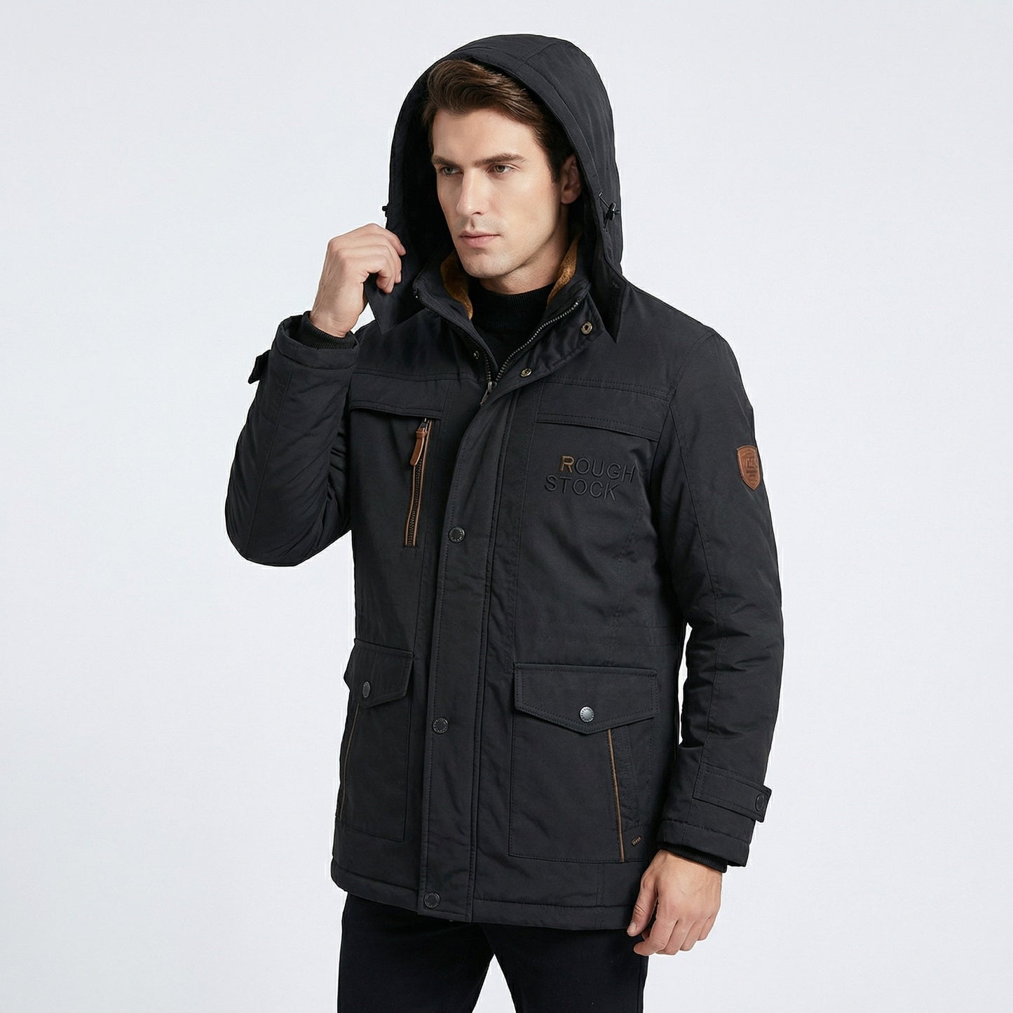 Heren Winterjas Parka Winddicht en Gewatteerd met Afneembare Capuchon