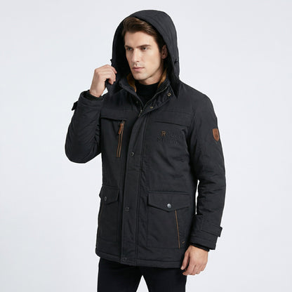 Heren Winterjas Parka Winddicht en Gewatteerd met Afneembare Capuchon