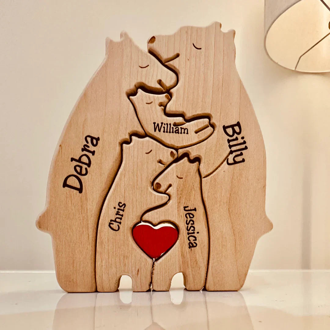 Houten Beerfamilie Decoratie Persoonlijk en Uniek - Velinix