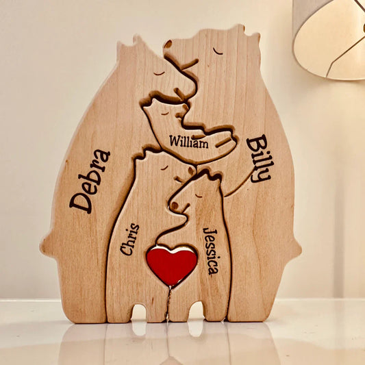 Houten Beerfamilie Decoratie Persoonlijk en Uniek - Velinix