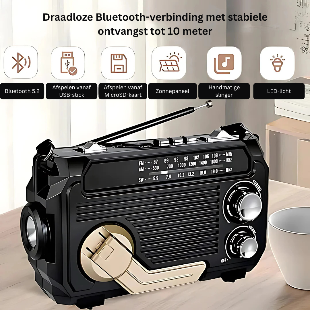 Noodradio met Powerbank - Draagbare Radio met Oplaadbaar Batterij