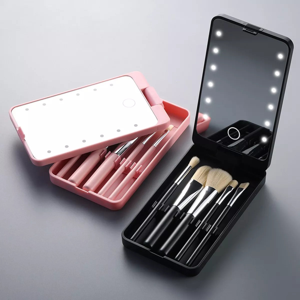 Make-up Set met LED Spiegel en Geboortebloem Kwasten