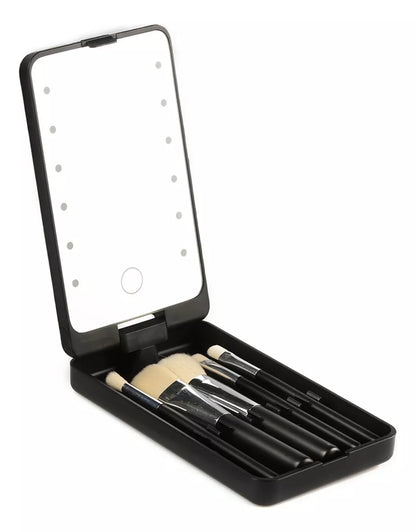 Make-up Set met LED Spiegel en Geboortebloem Kwasten