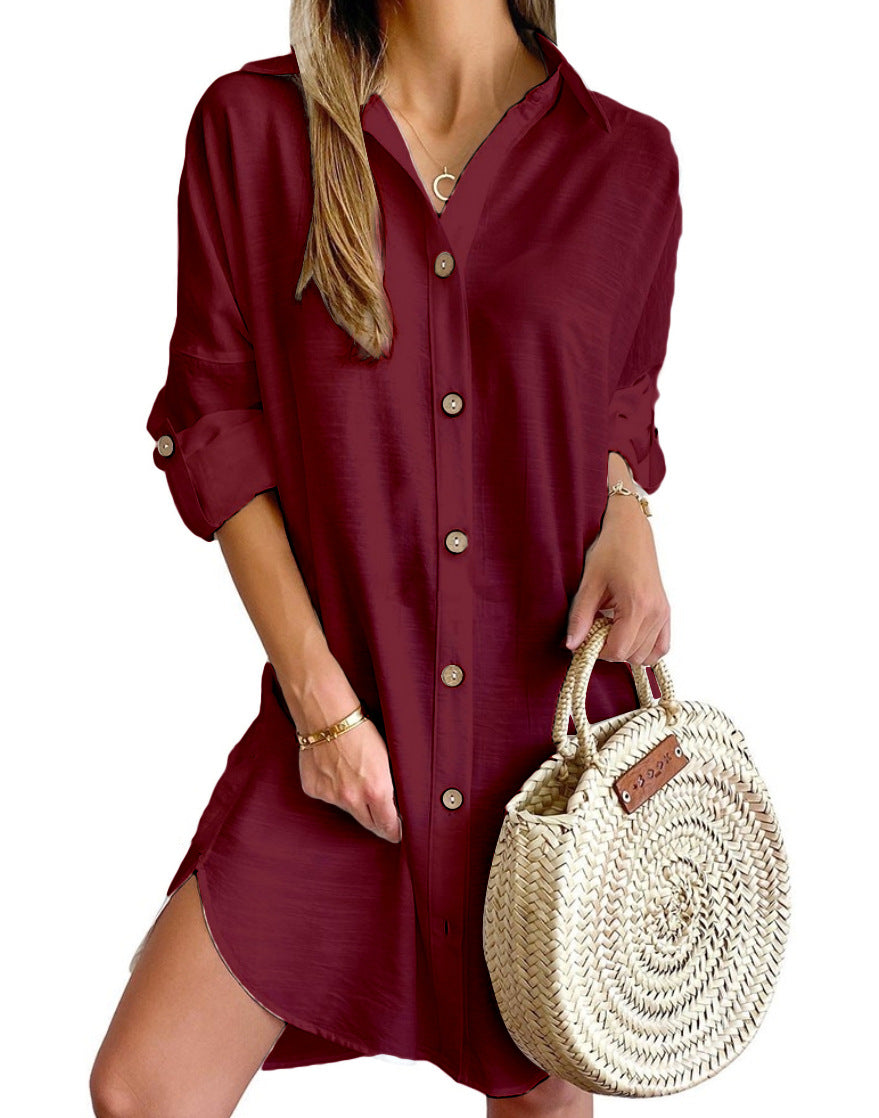 Daphne™ – Dames Jurk met Reverskraag en Comfortabel Polyester Design