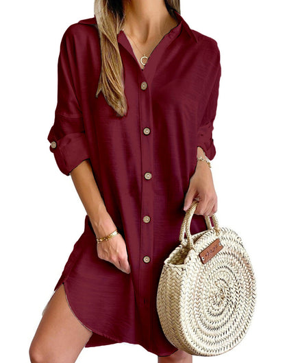 Daphne™ – Dames Jurk met Reverskraag en Comfortabel Polyester Design