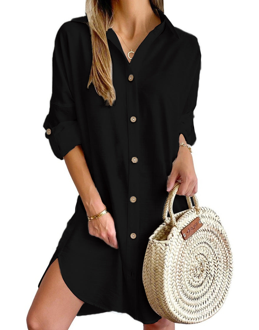 Daphne™ – Dames Jurk met Reverskraag en Comfortabel Polyester Design