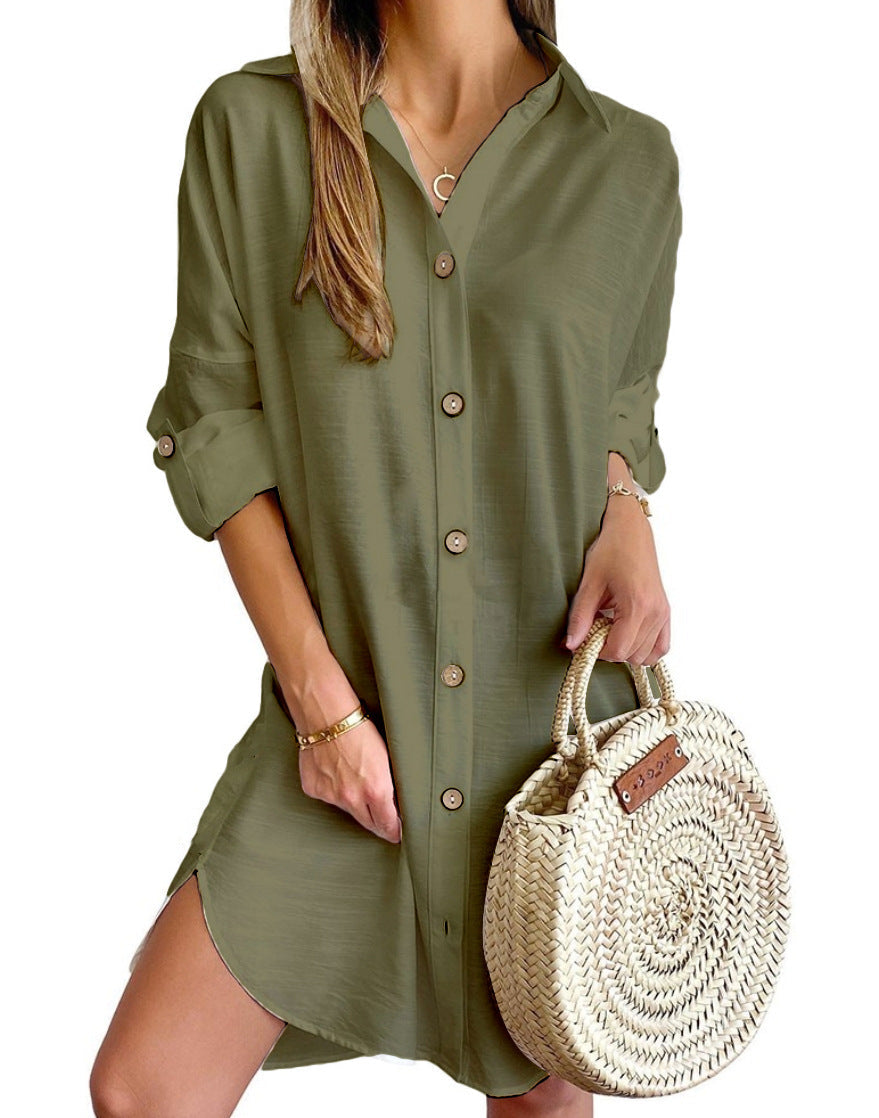 Daphne™ – Dames Jurk met Reverskraag en Comfortabel Polyester Design