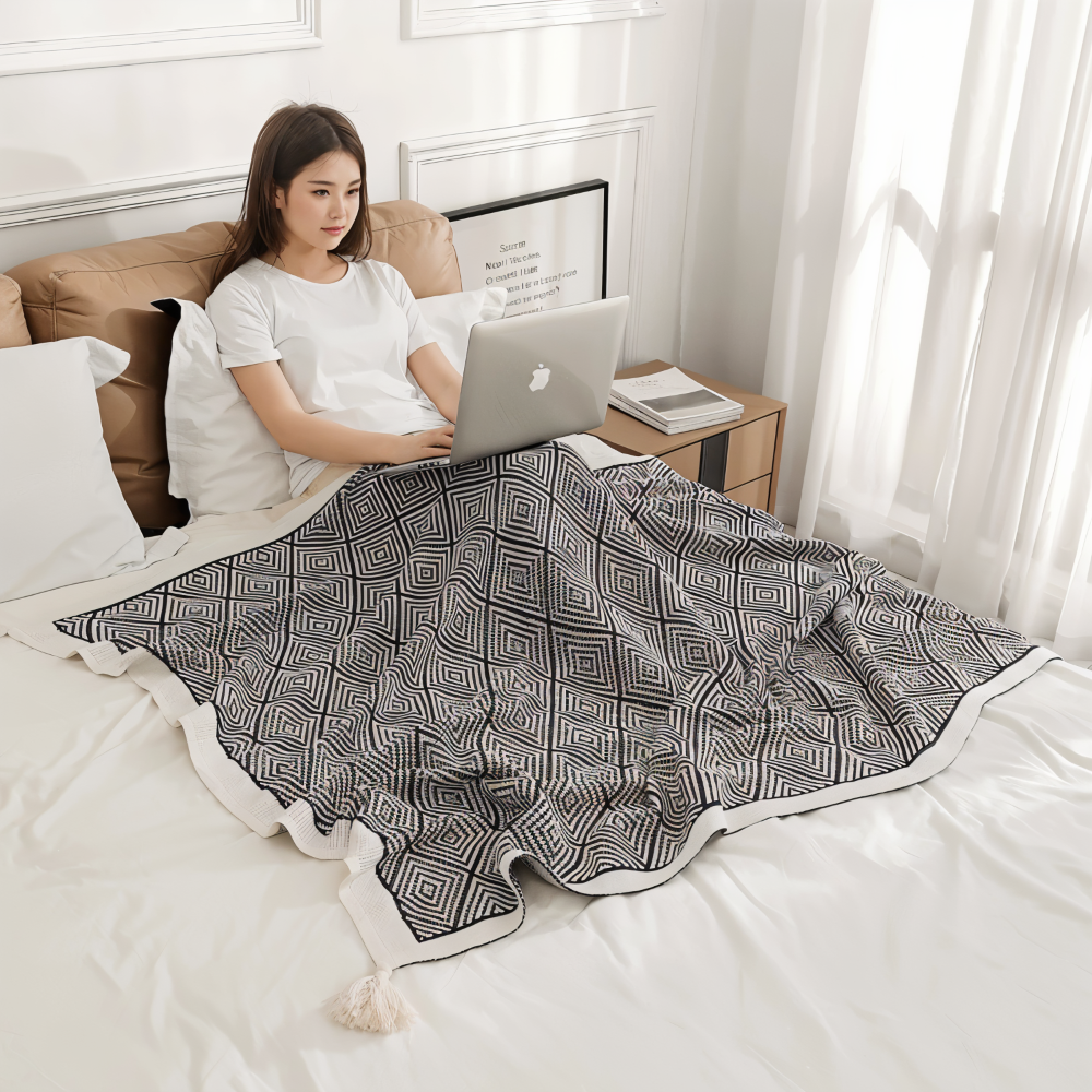 Zachte Fleece Deken Licht met Moderne Print - Velinix