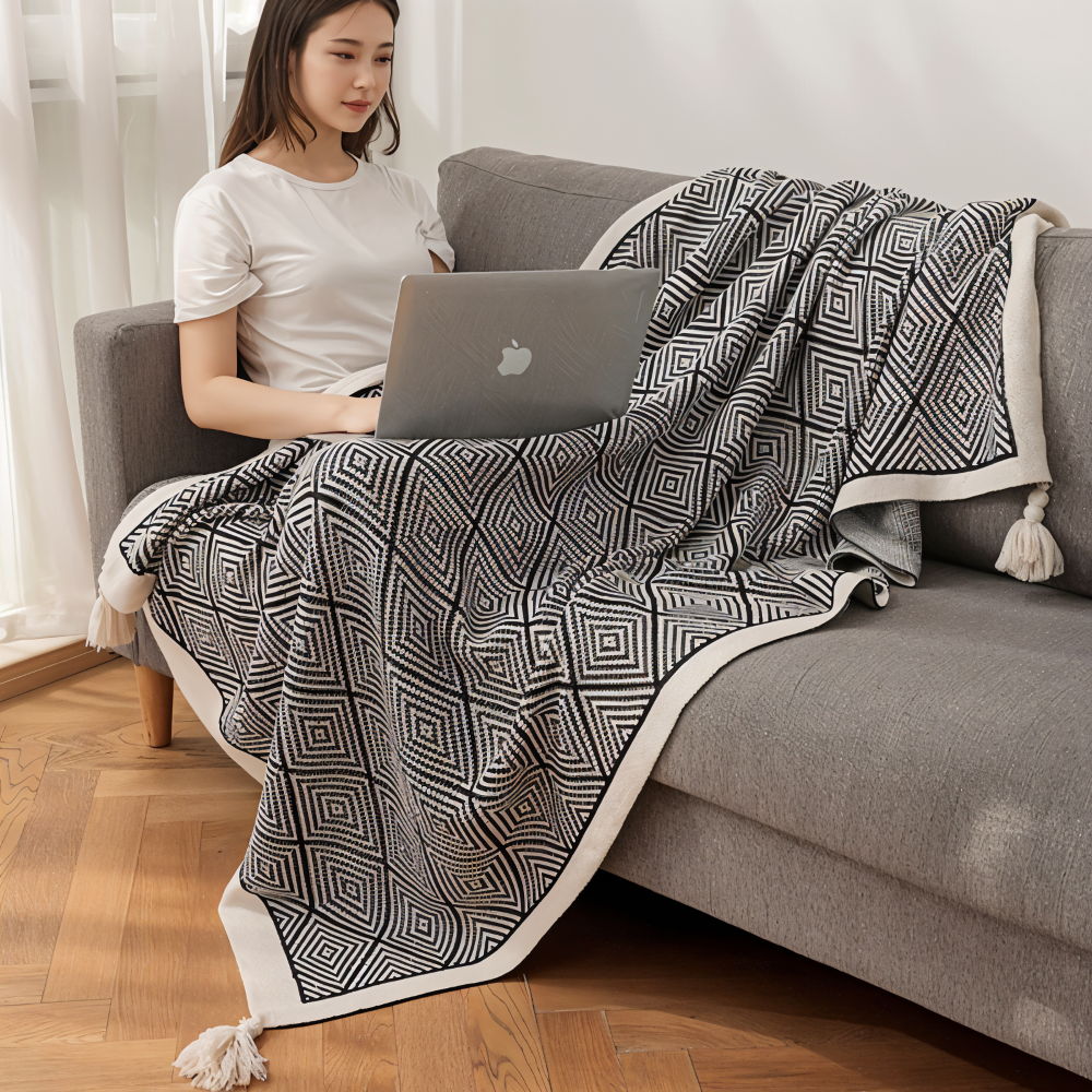 Zachte Fleece Deken Licht met Moderne Print
